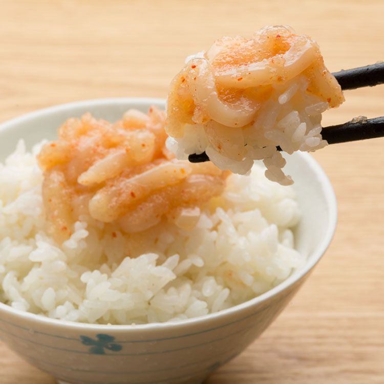 いか明太 鮭醤油を隠し味に するめいかを明太子で和えました 佐藤水産のお取り寄せ通信販売 北海道の鮭 海産物グルメギフト通販