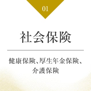 社会保険　健康保険、厚生年金、介護保険